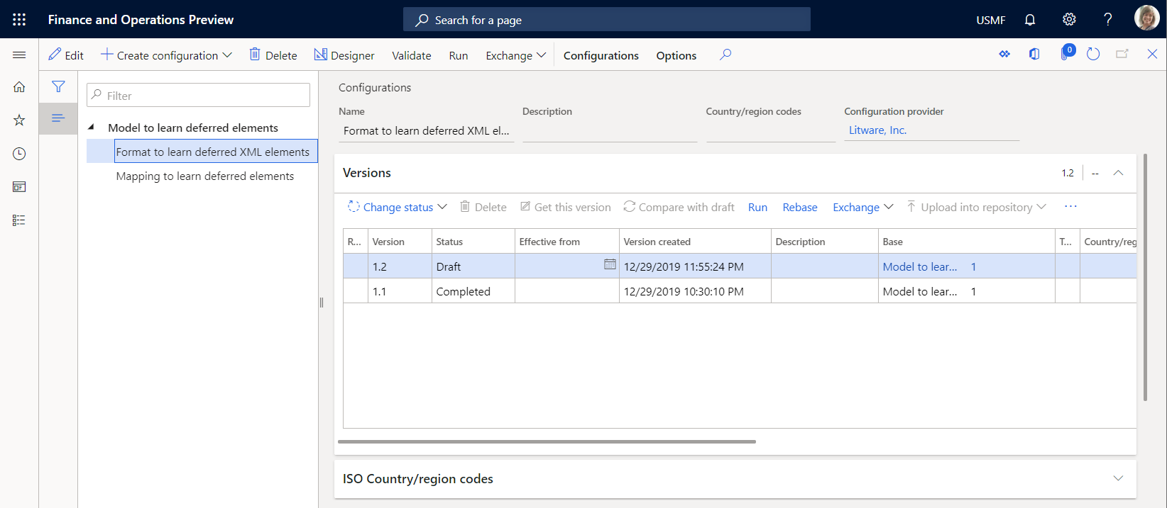 Screenshot of imported ER configurations on the Configurations page.
