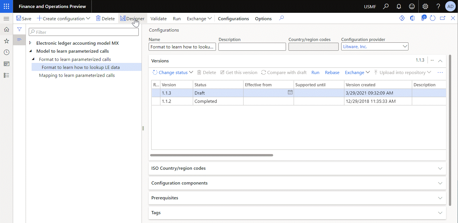 Screenshot of a format enumeration as a base for the configured lookup data source.