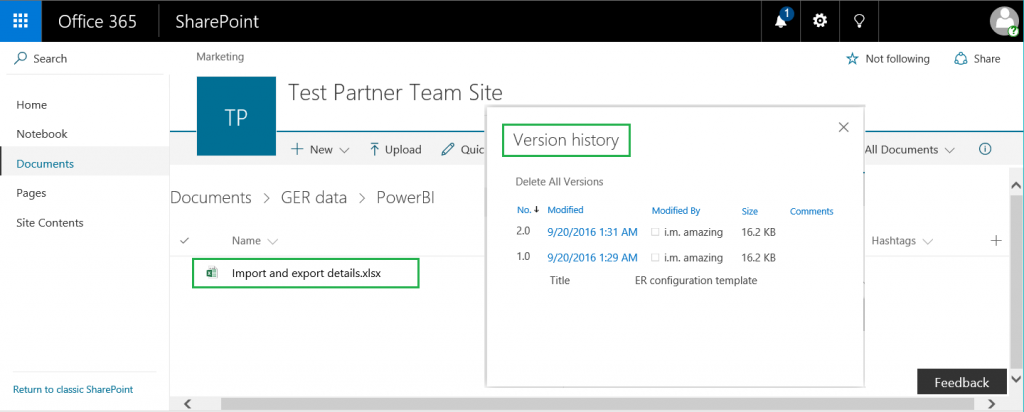 Screenshot of the new version of the Excel file.