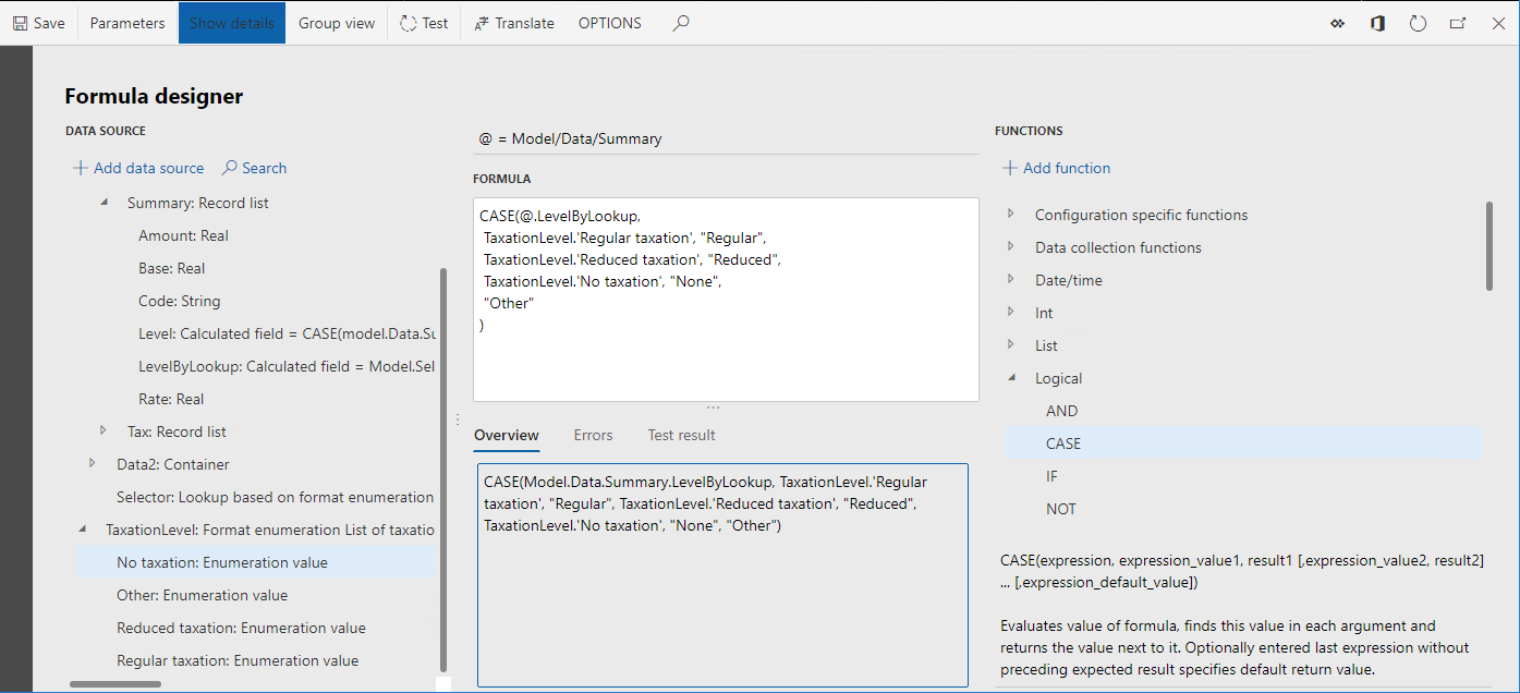 Screenshot of the ER Operation designer page.
