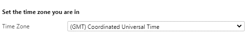Screenshot of time zone setting for the system admin account.