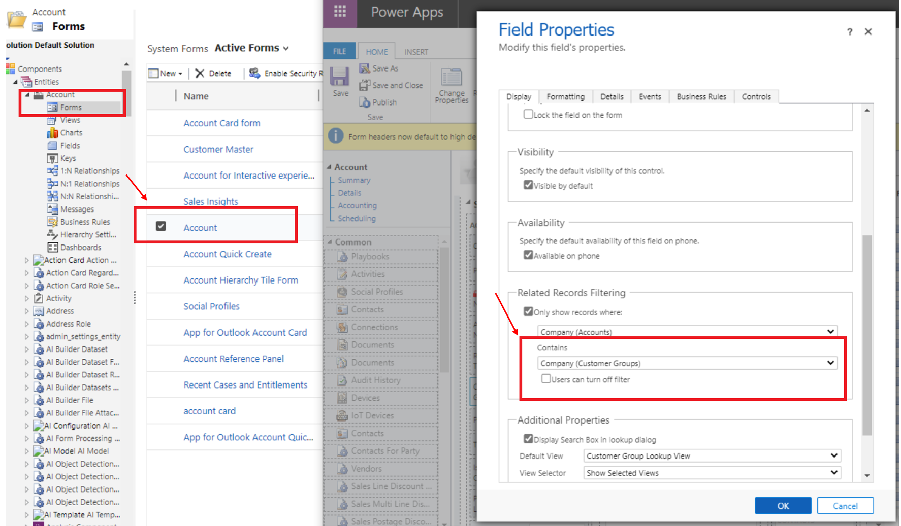 Screenshot of applying company context filter.