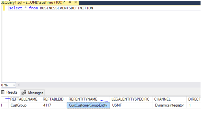 Screenshot of tracked field in the table.