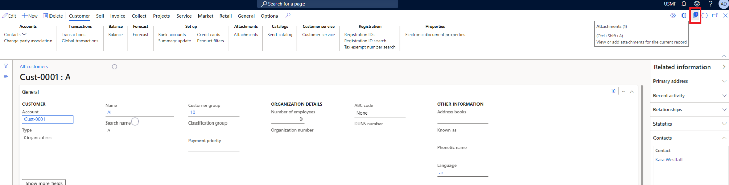 Screenshot of notification about an attachment.