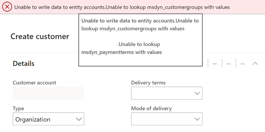 Screenshot of verifying the finance and operations app connection when you don't have admin privileges.