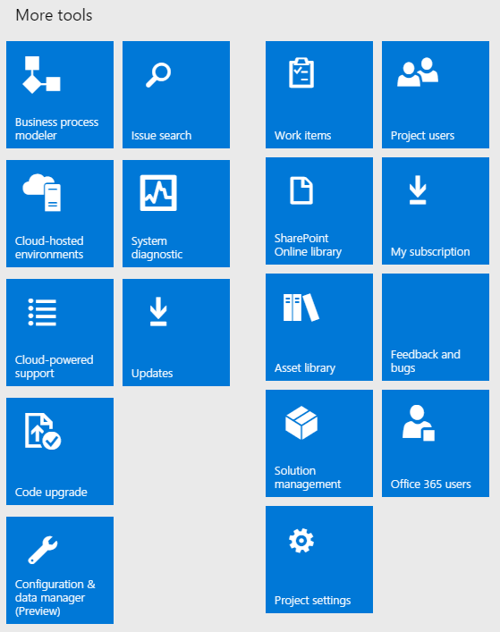 Screenshot of Lifecycle Services Project Tiles.