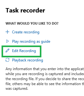 Screenshot of the Edit recording option.