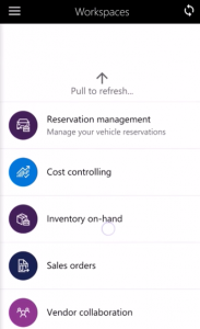 Screenshot of the pull-to-refresh gesture on the list of workspaces.