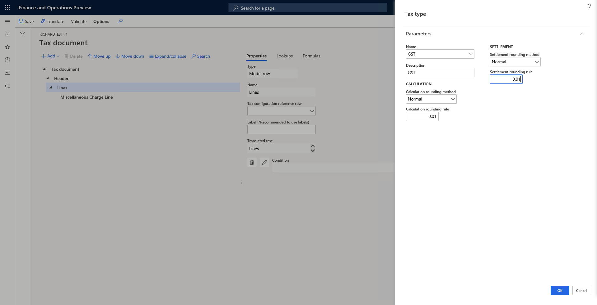 Screenshot of creating a tax type.