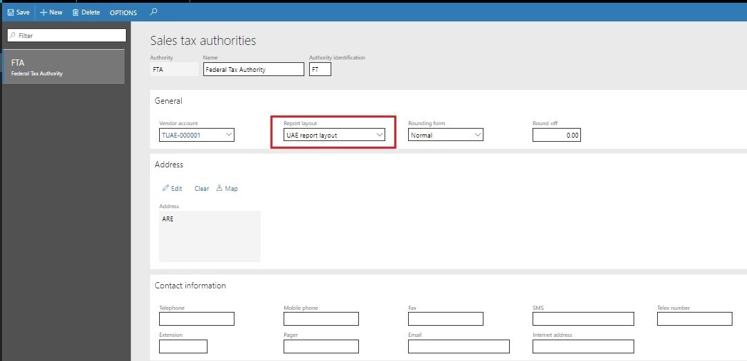 Screenshot of the Sales tax authorities page.