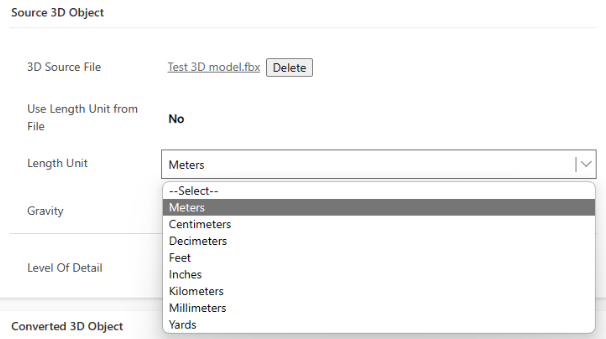Length Unit field. Length Unit field