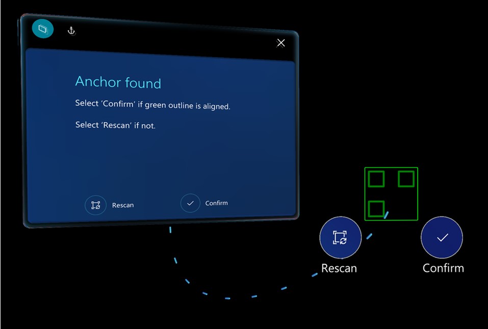 Confirm button on the QR Code Anchor Found page.