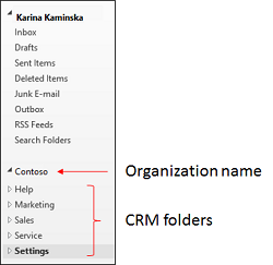 Dynamics 365 for Outlook navigation pane Dynamics 365 for Outlook navigation pane.