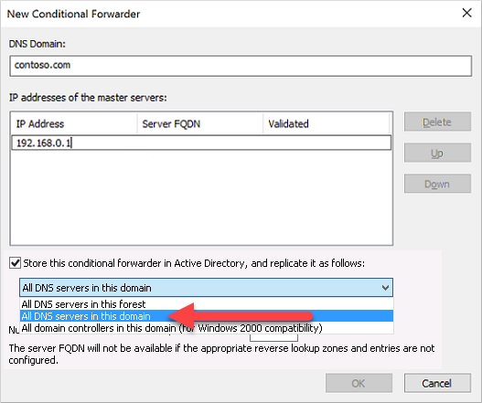 DNS Console - select All DNS servers in this domain