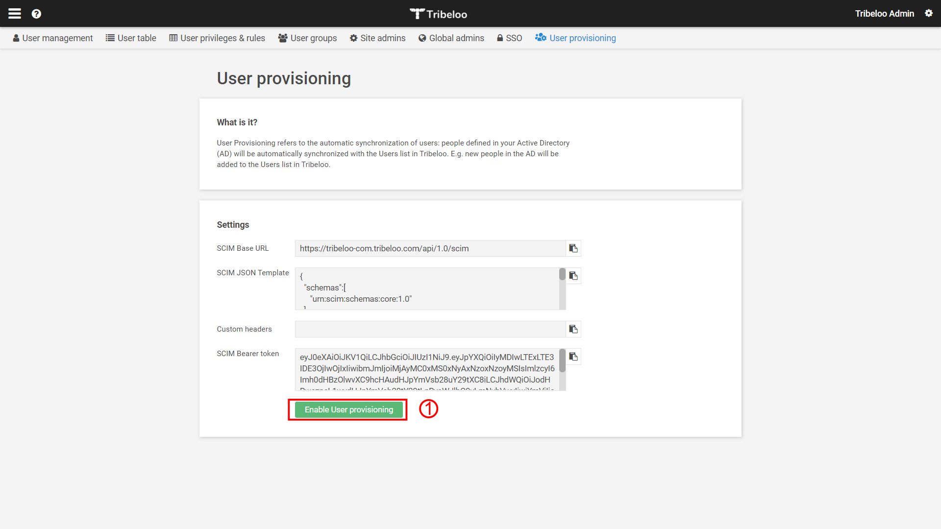 Tribeloo Enable Provisioning