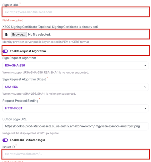 Screenshot that shows the Configuration of SSO Authentication.