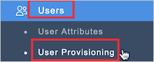 Screenshot of the Workgrid U I with the Users and User Provisioning options called out.