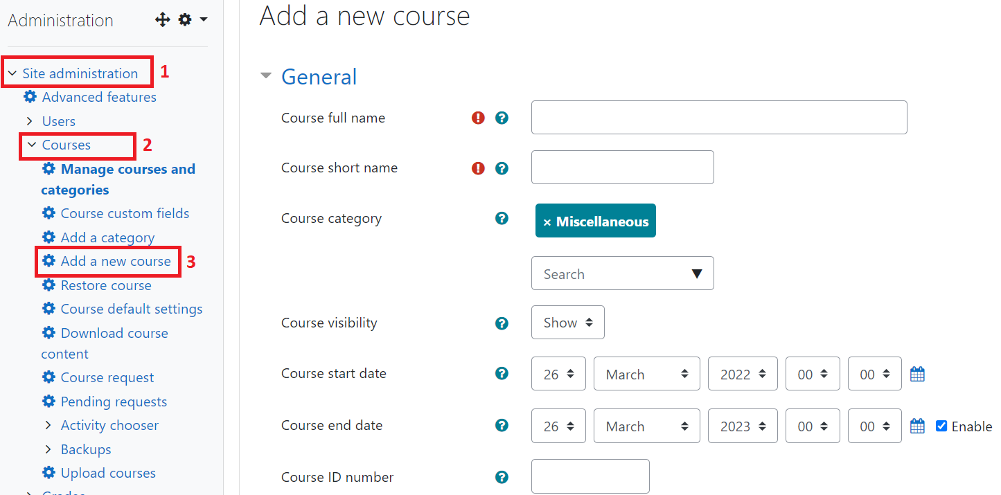 Add new Course