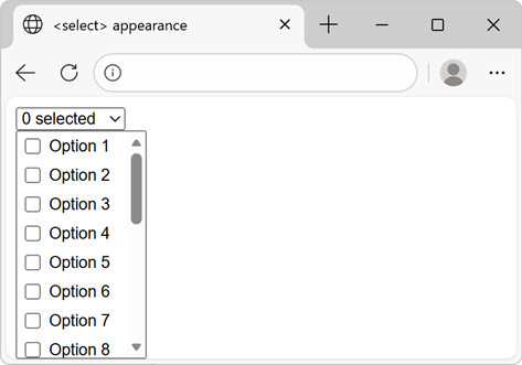 A dropdown list in the page