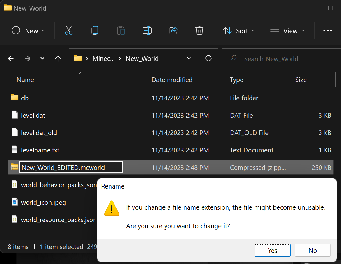 Image showing the New_World_EDITED.zip file