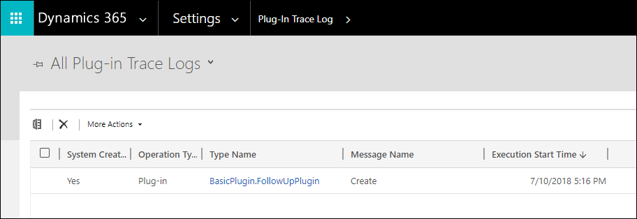 Plug-in trace log record.