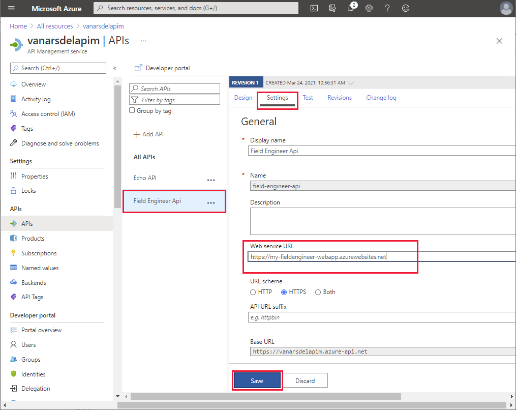 Configure API settings.