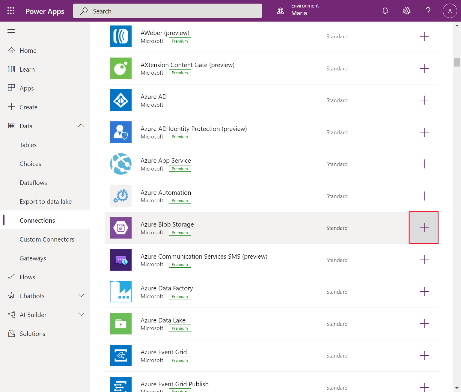Select Azure Blob Storage connector.