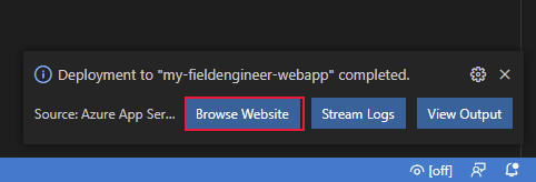 Browse to website dialog in VS Code.