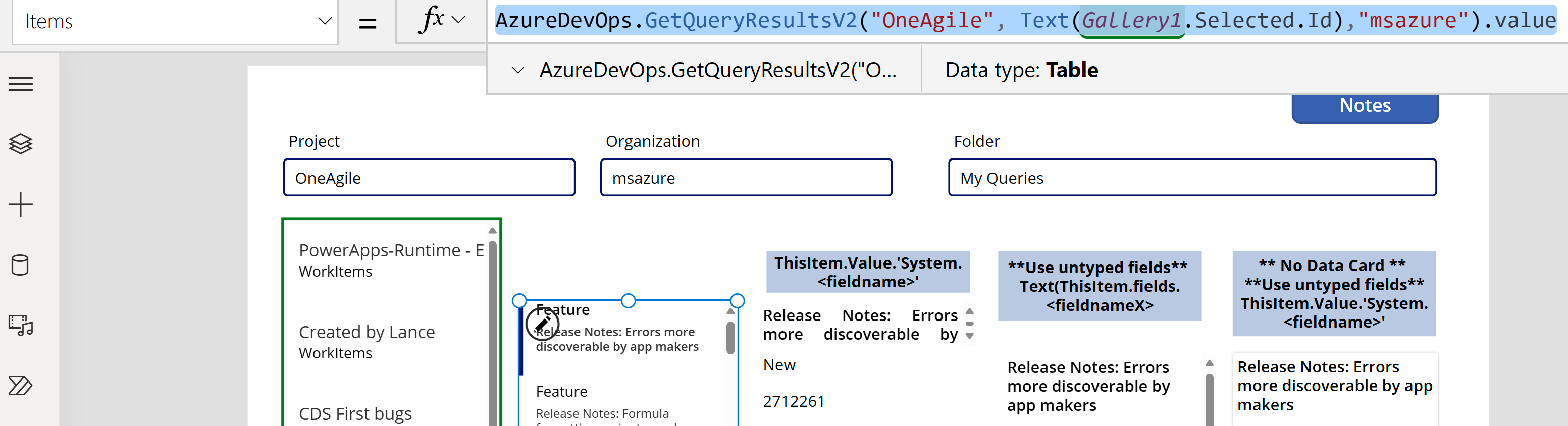 Get query results from existing gallery based on the query selected. Get query results from existing gallery based on the query selected..