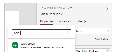 Select the Sales order table.