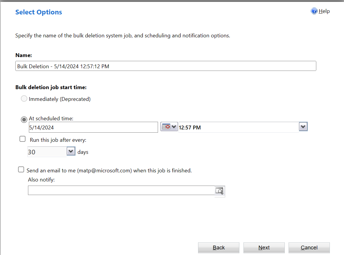 Bulk row deletion options.