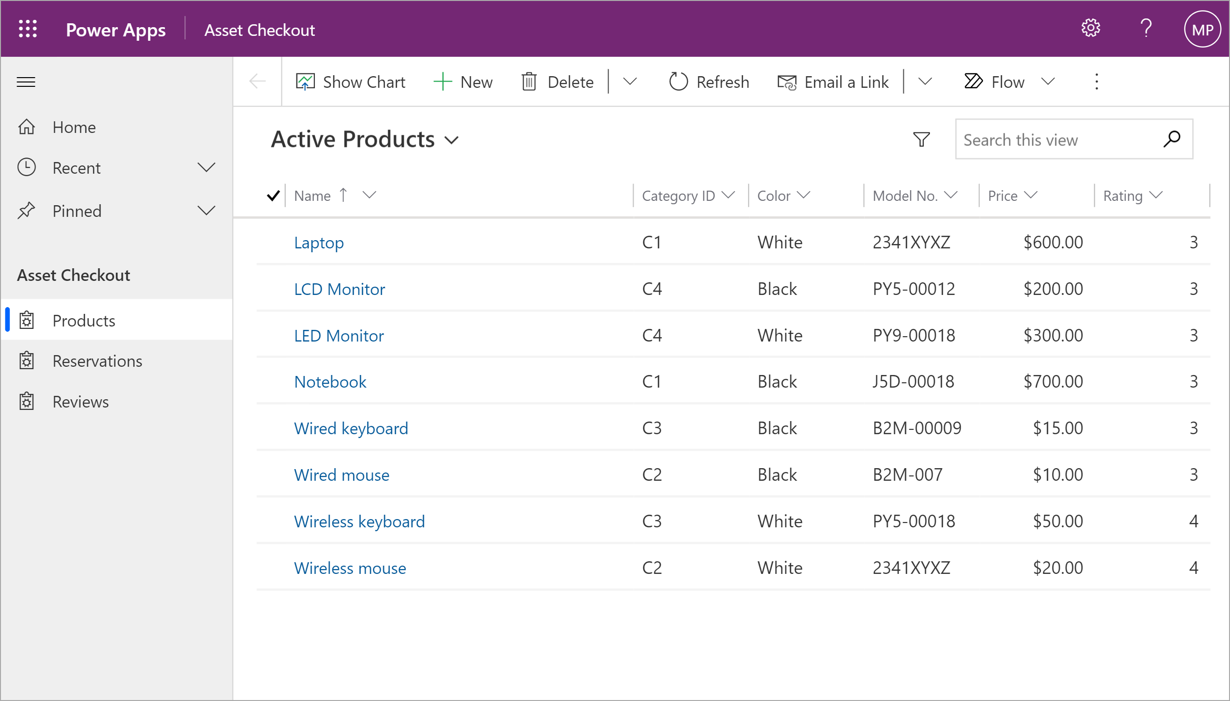 Asset checkout sample app.