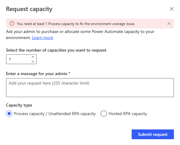 Process request capacity