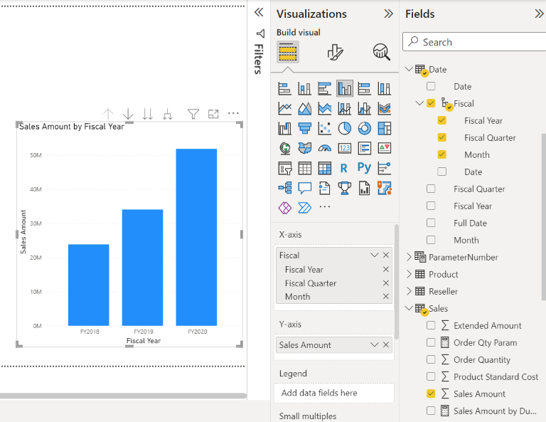 Screenshot of Create a column chart with a column for each year.