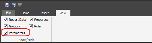 Screenshot showing Access parameters pane from View tab.