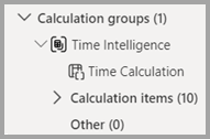 Screenshot of the calculation groups area in Model explorer.