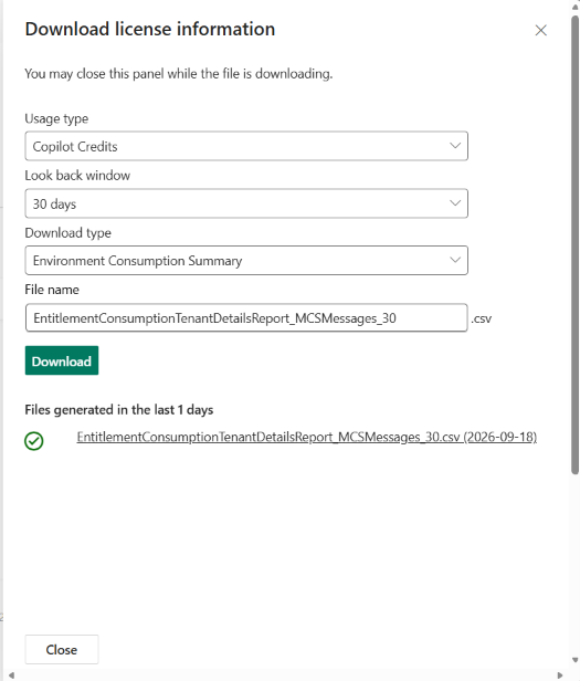 Download  an environment-level report first.
