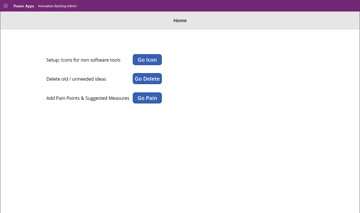 Innovation Backlog Admin app Innovation Backlog Admin app.