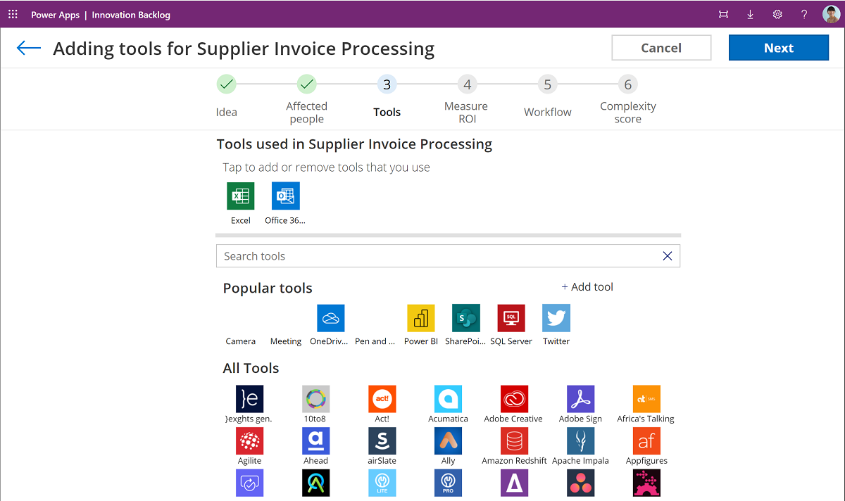 Select the tools used for the current process Select the tools used for the current process.