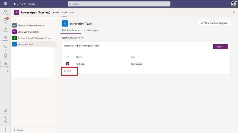 Open the Power Apps app in Teams to import a new solution. Open the Power Apps app in Teams to import a new solution.
