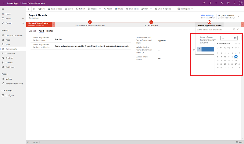 The admin can highlight the business justification for later review The admin can highlight the business justification for later review.