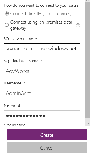 Connect to Adventure Works database in Azure.