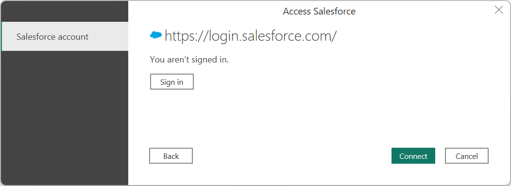 Screenshot of the sign in dialog for your Salesforce account.
