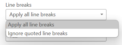 Screenshot of the dropdown where you select the line break style for a CSV file.