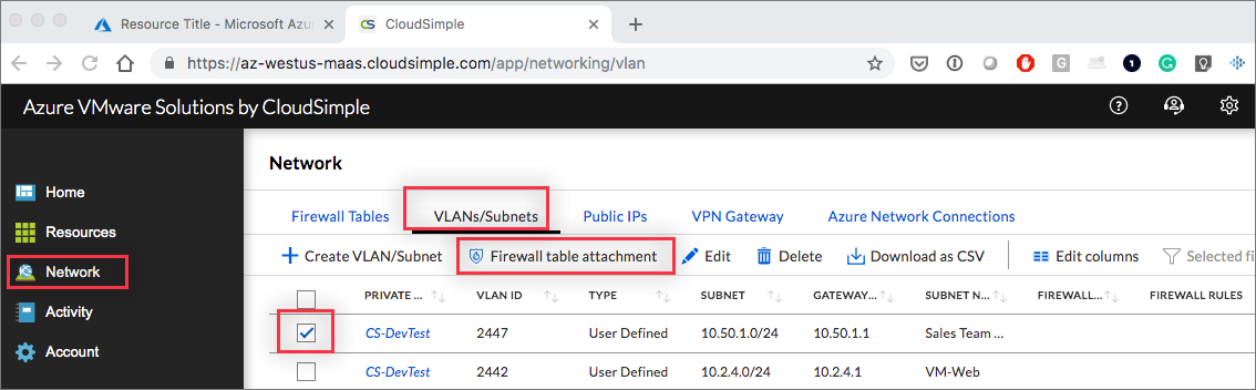 Firewall table link