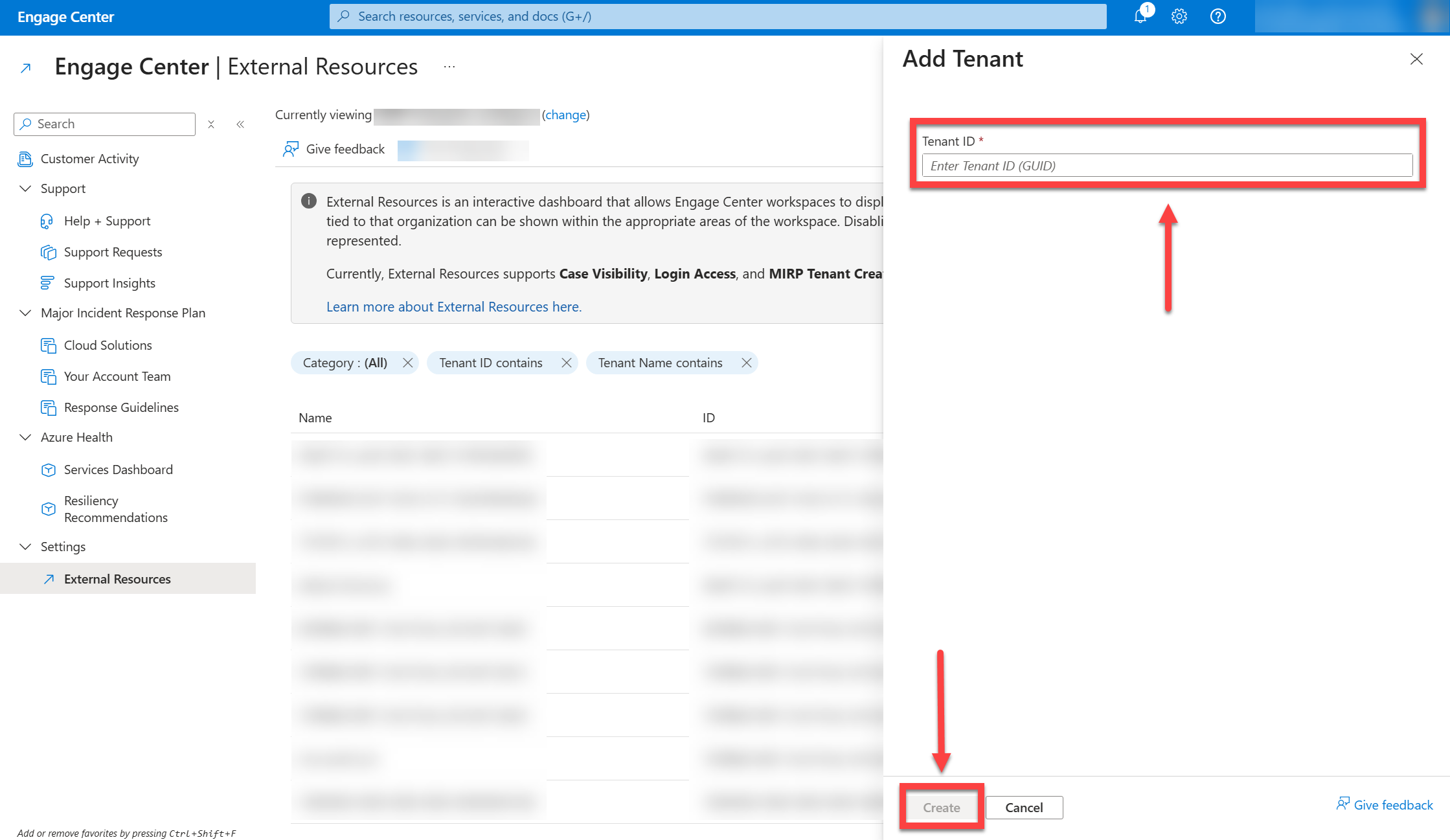  Field to input Tenant ID. 