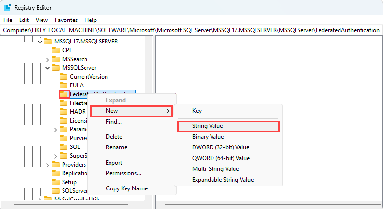 Screenshot of Registry Editor.