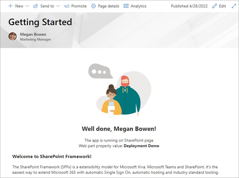 Screenshot of the initial web part.
