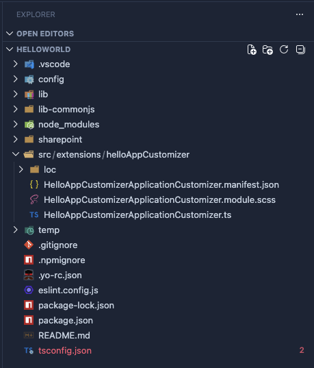 Screenshot of a SharePoint Framework project in VS Code.