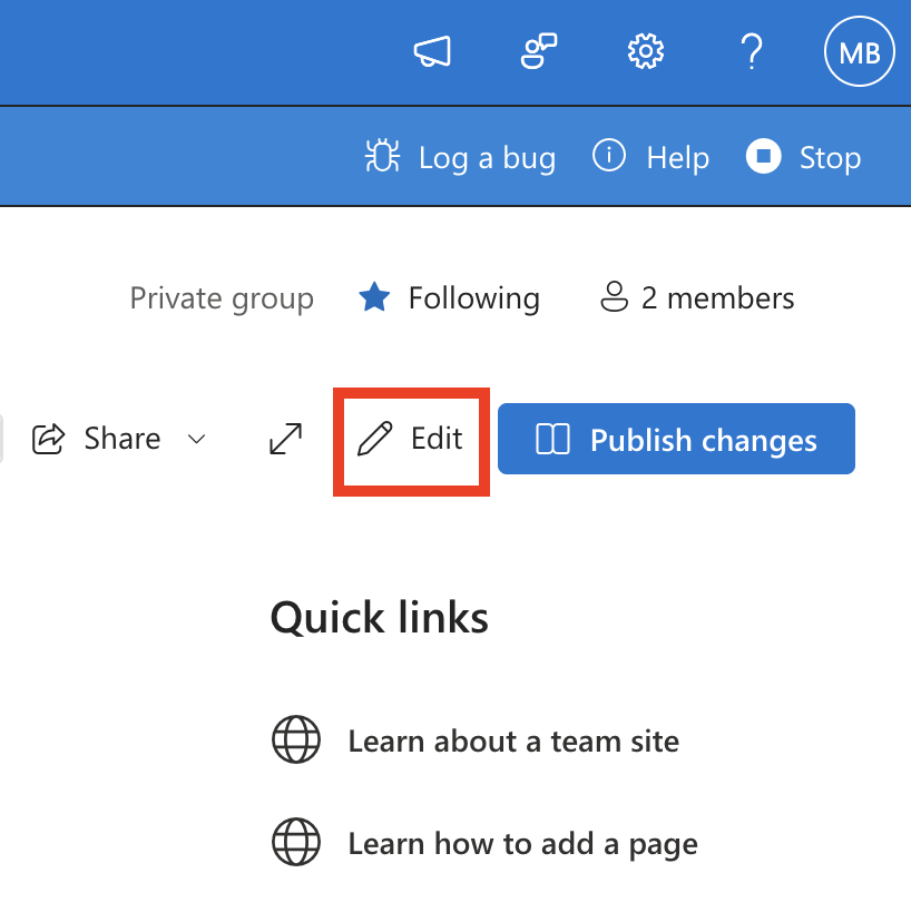 Screenshot of the SharePoint Workbench.